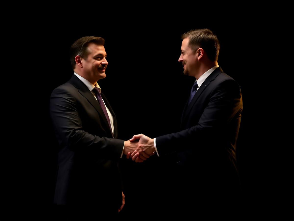 Executives shaking hands